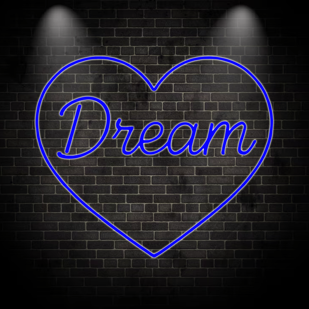 Dream Herzform - Neon Schild in verschiedenen Farben