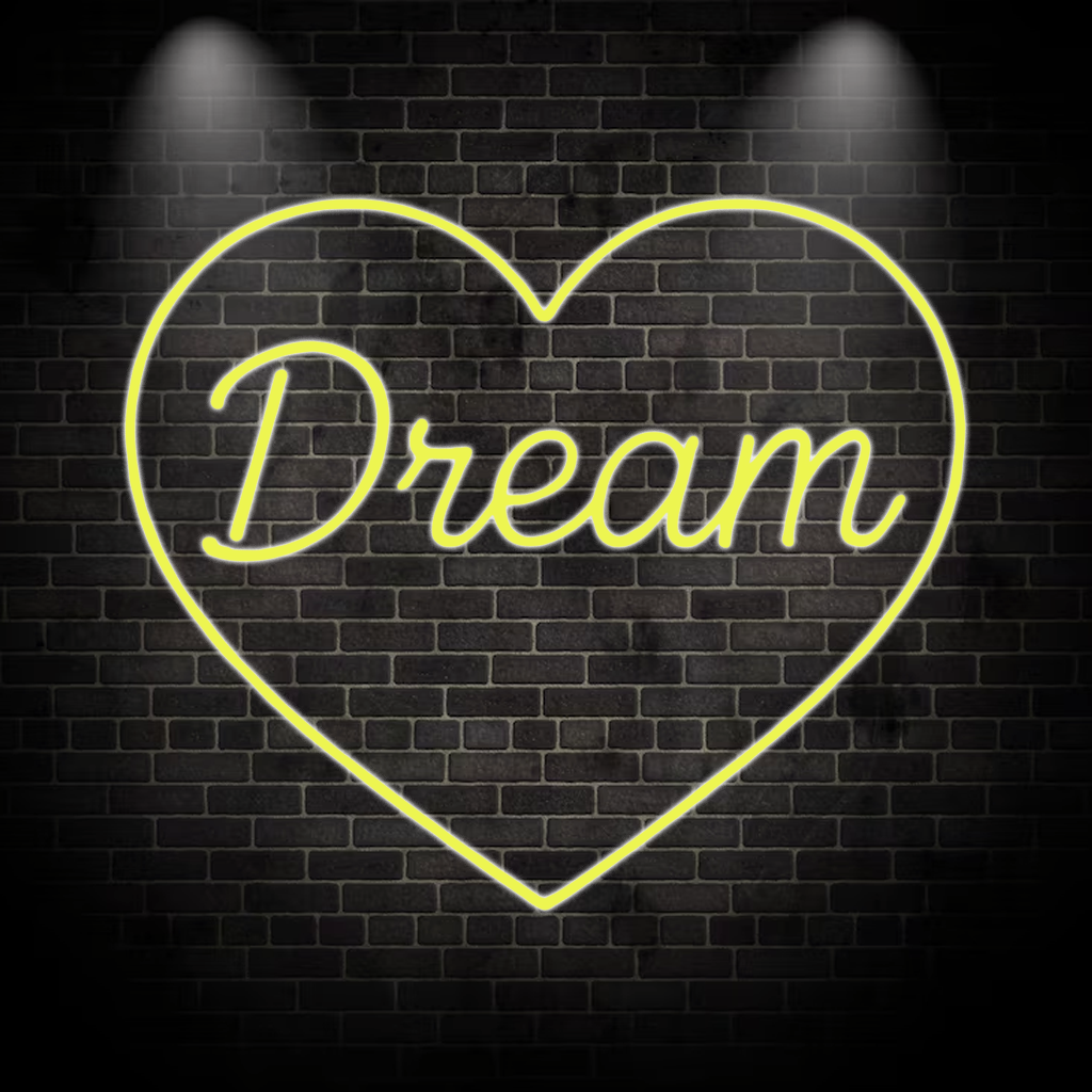 Dream Herzform - Neon Schild in verschiedenen Farben