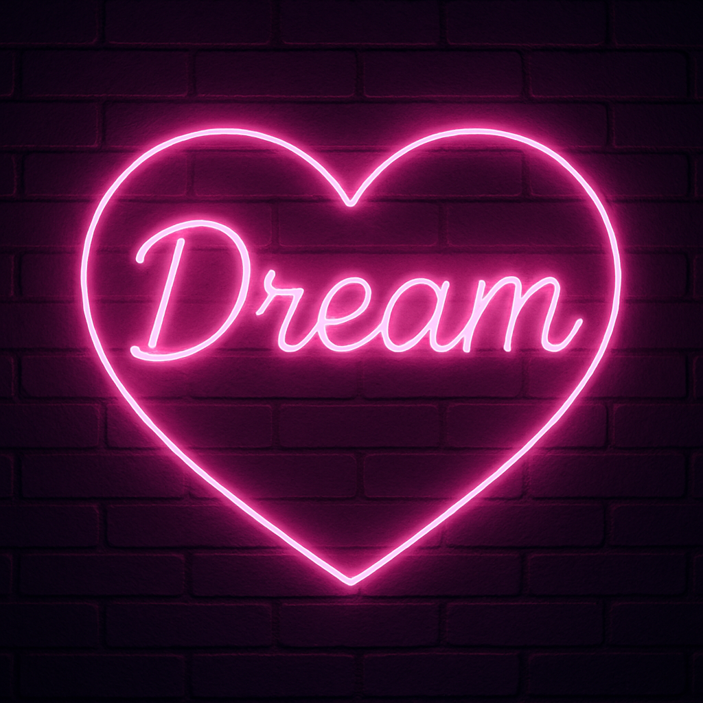 Dream Herzform - Neon Schild in verschiedenen Farben