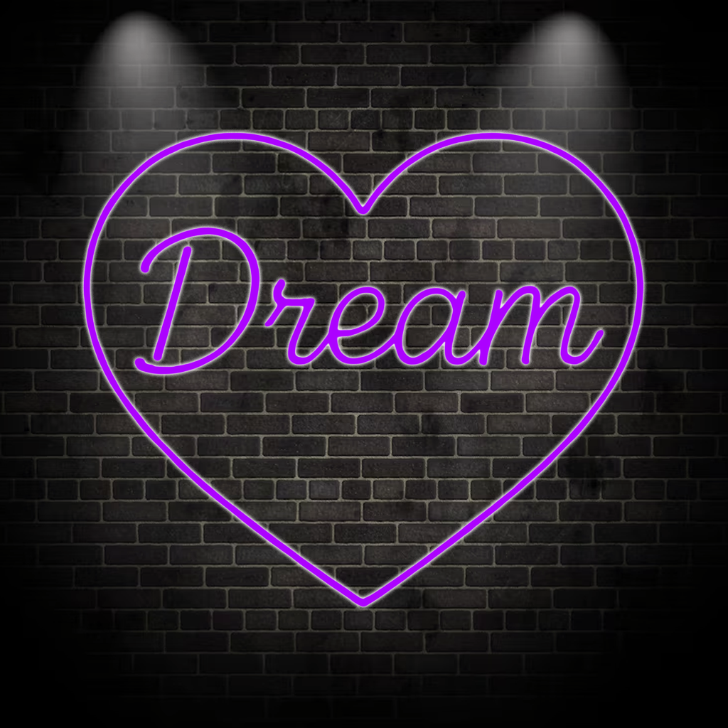 Dream Herzform - Neon Schild in verschiedenen Farben
