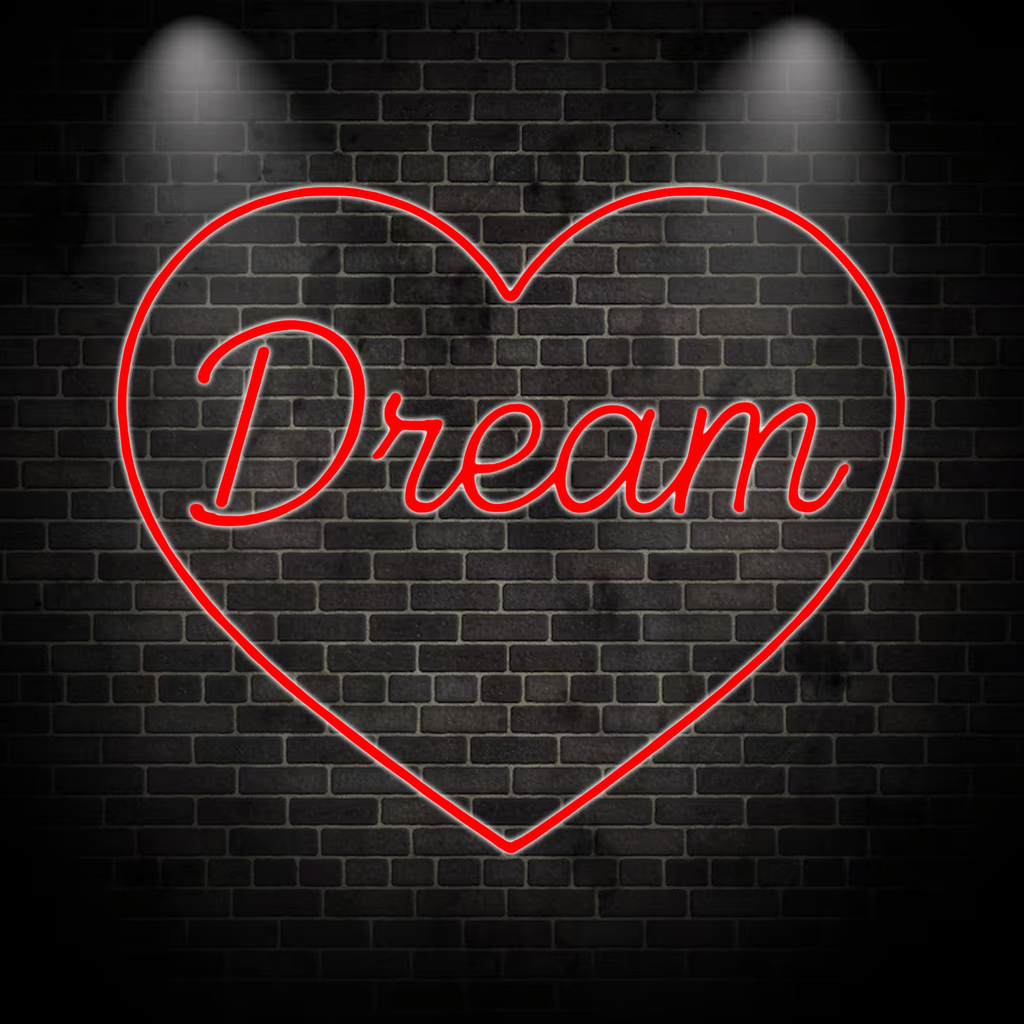 Dream Herzform - Neon Schild in verschiedenen Farben