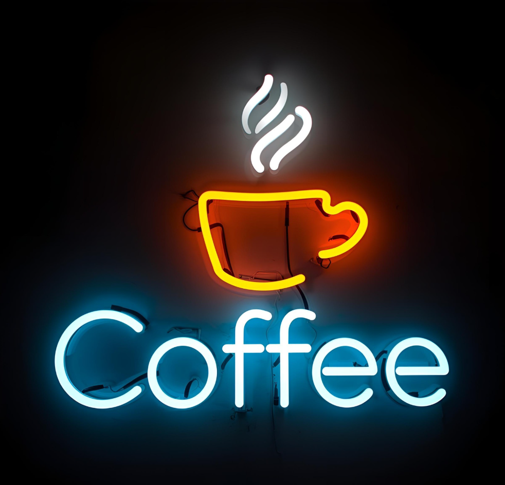 Coffee Neon Schild – LED Leuchtschild mit Tasse für Café & Küche
