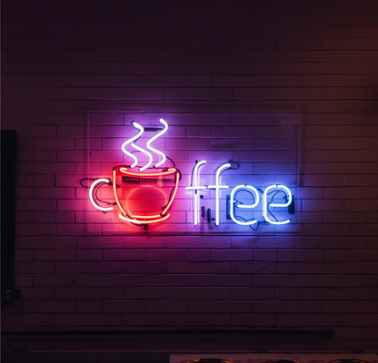 Coffee Neon Schild – LED Leuchtschild mit Tasse für Café & Küche