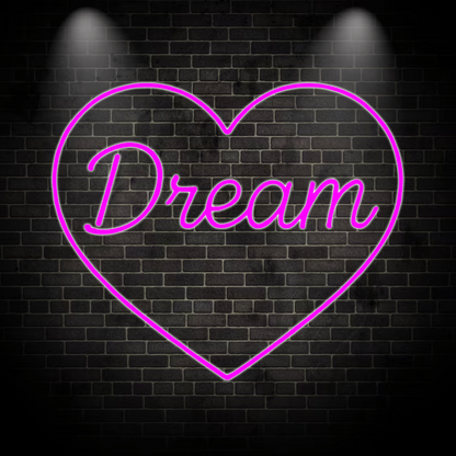 Dream Herzform - Neon Schild in verschiedenen Farben