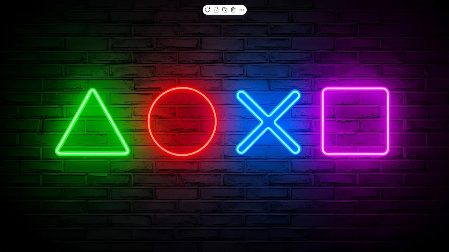 PlayStation Button Neon Schild – LED Gaming Deko (X, O, △, □)