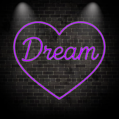 Dream Herzform - Neon Schild in verschiedenen Farben