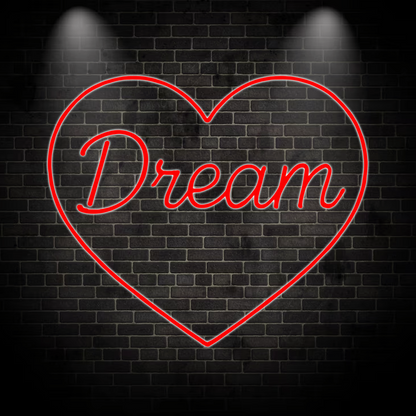 Dream Herzform - Neon Schild in verschiedenen Farben