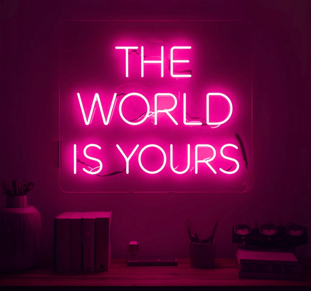 The World Is Yours – Modernes Neonlicht für Zuhause & Business