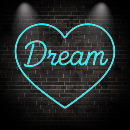 Dream Herzform - Neon Schild in verschiedenen Farben